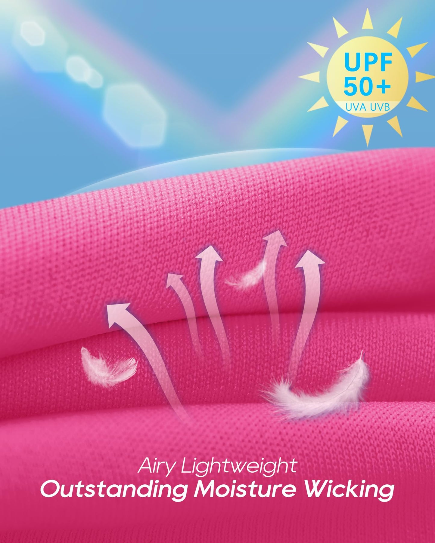 G4Free SPF Shirts for Women Long Sleeve Hiking UV Protection Lightweight Sun Shirt UPF 50+ Thumb Holes Workout Tops Runnings(Hot Pink,L)
