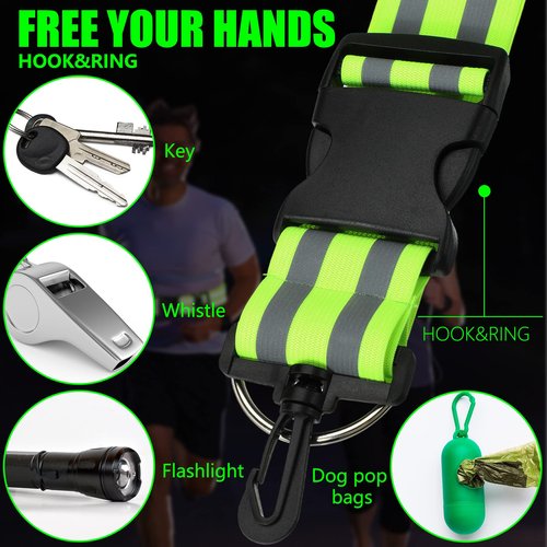Saintrygo Reflective Sash Running Gear High Visibility Safety Reflective Jacket Adjustable Sash for Walking Cycling at Night(Fluorescent Green,2 Pieces)
