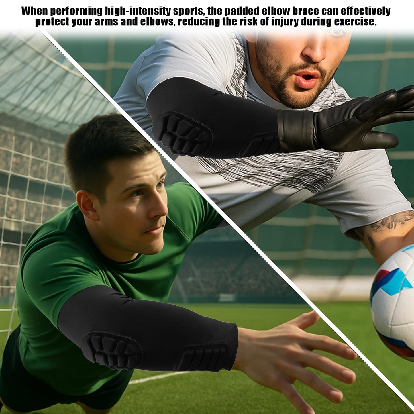 2 Pack Compression Padded Arm Sleeve, Breathable Elbow Pads, Comfort Forearm Pads,Elasticity Arm Protector Sleeves,Basketball, Volleyball, Football Unisex Crashproof Arm Guard(XL)