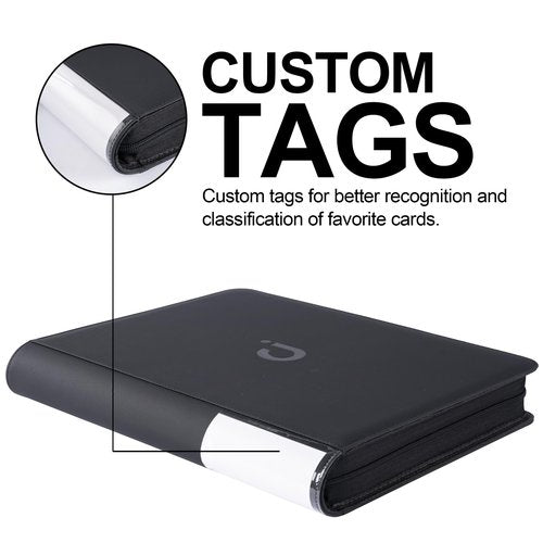 D DACCKIT Toploader Binder, Holds 288 Toploaders, 9 Pocket Top Loader Binders with Sleeves for 3" x 4" Rigid Card Holders for Trading Cards or Sports Cards in 3 x 4'' Toploaders - Black