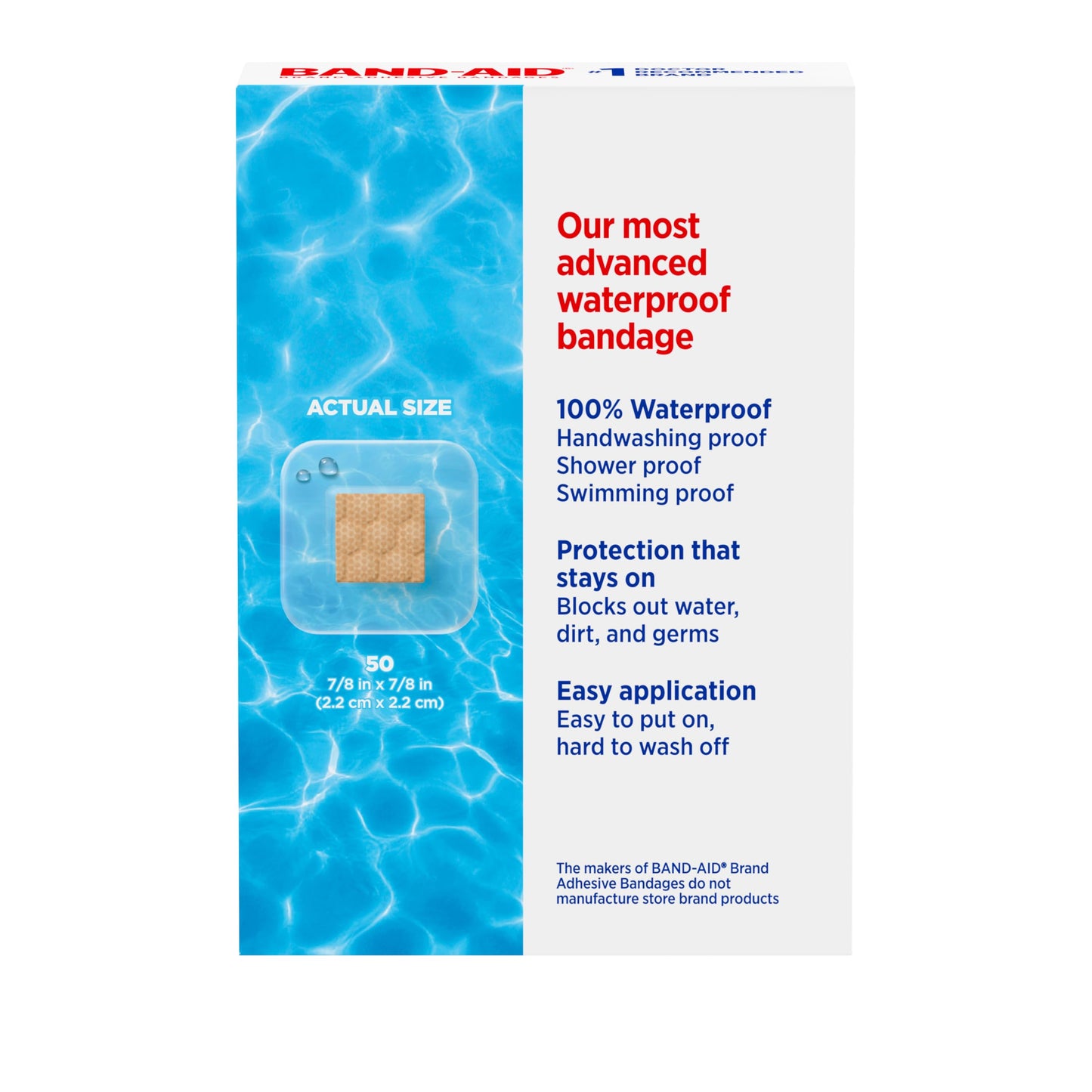BAND-AID Brand Clear Waterproof Spot Square Adhesive Bandages, Sterile Waterproof Protection & Wound Care for Minor Cuts & Scrapes, Small Spot Bandages, First Aid Kit Essential, All One Size, 50 Count