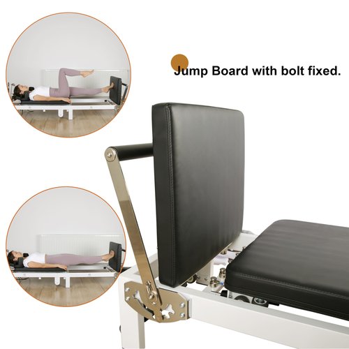Pilates Reformer,EchoMe Foldable Reformer Pilates Machine for Home Use, with Alloy Resistance Springs, Pilates Equipment for Home Workouts with Jump Board, feet Strap,up to 400lb Longer Size(White)