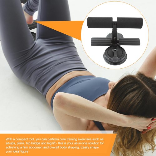 Ab Training Auxiliary Device（Black）, Multi-functional Adjustable Ab Trainer, Muscles Full Body Training for Girl and Men, Sit Up Machine, Portable Fitness Equipment for Home & Gym, with 2 Suction Cups and Resistance Band