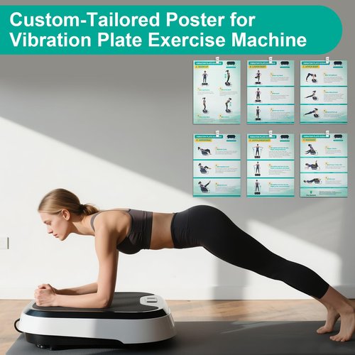 Vibration Plate Exercise Machine Poster - Upgraded 6 Workout Guidance & 10 Pcs Planner & 10 Pcs Double-Sided Clips, Comprehensive Whole Body Wave Vibrating Workout Chart