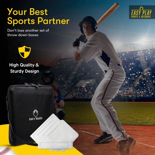 Easy Play Sports & Outdoors, Kids &Adults - Rubber Bases Bag Set - Baseball, Kickball, Tee Ball, Wiffle Ball - Practice, Yard