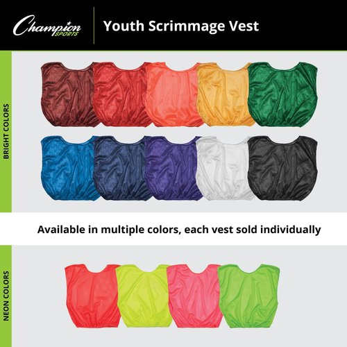 Champion Sports Youth Mesh Practice Scrimmage Vest, Gold (Pack of 12)