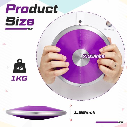 Wettarn 2pcs 1 kg Discus, Man Women Discus Track and Field Discuses Track and Field Equipment (Purple)