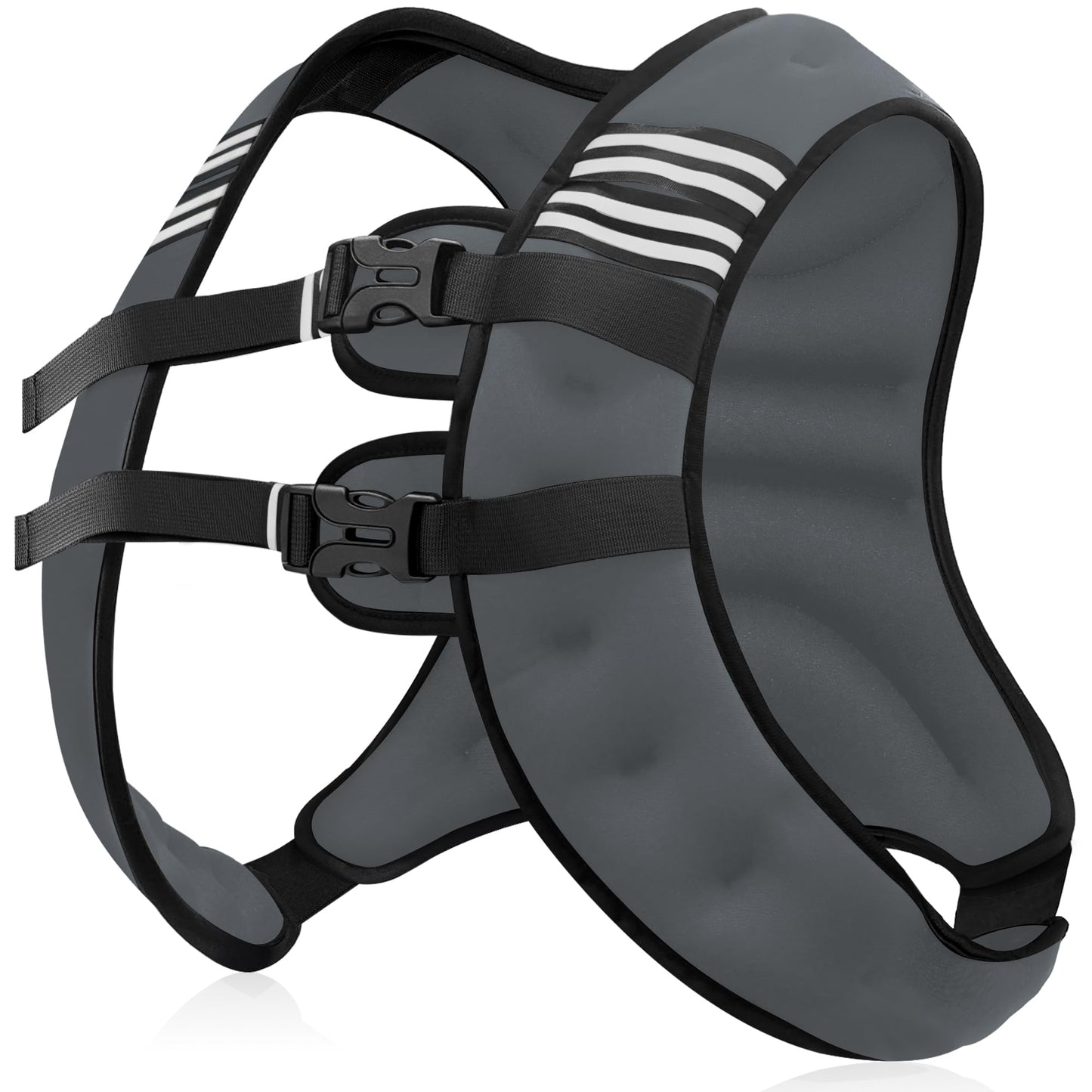 NATURELUX Weighted Vest with Reflective Stripe and Adjustable Buckle Straps, Dark Grey, 30 lbs