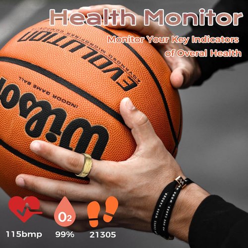 Smart Ring Fitness Tracker Sleep Tracking Heart Rate Monitor Pedometer, Waterproof Activity Tracker Fitness Ring Steps Counter, Gesture Controls for Short Video, 8 Days Last, Classical Silver, #9