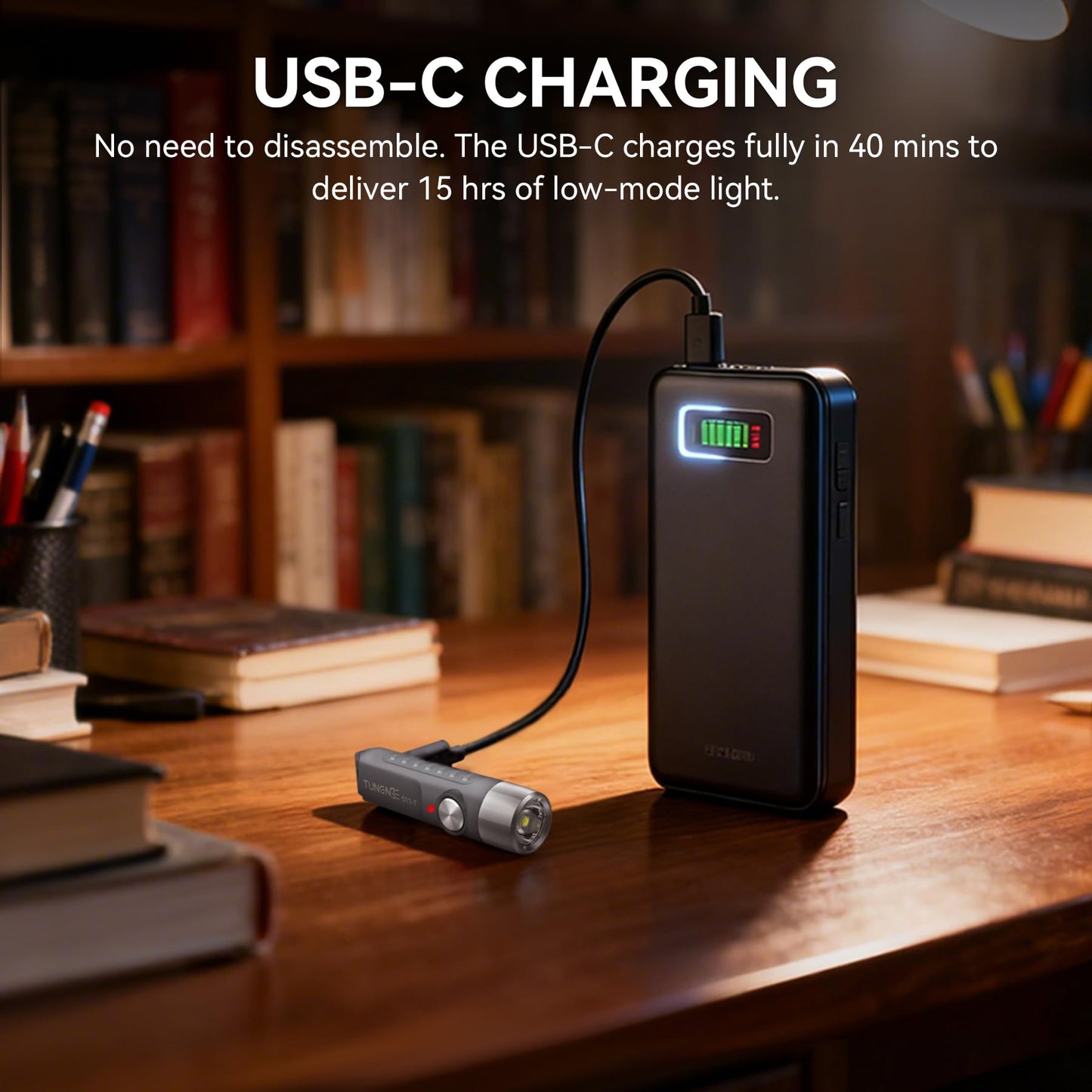 TUNENGE S11-T Rechargeable Keychain Flashlight, 500 High Lumens EDC Mini Flashlight with Magnet, LED Pocket Light Suitable for Outdoor, Camping, Hiking-Grey