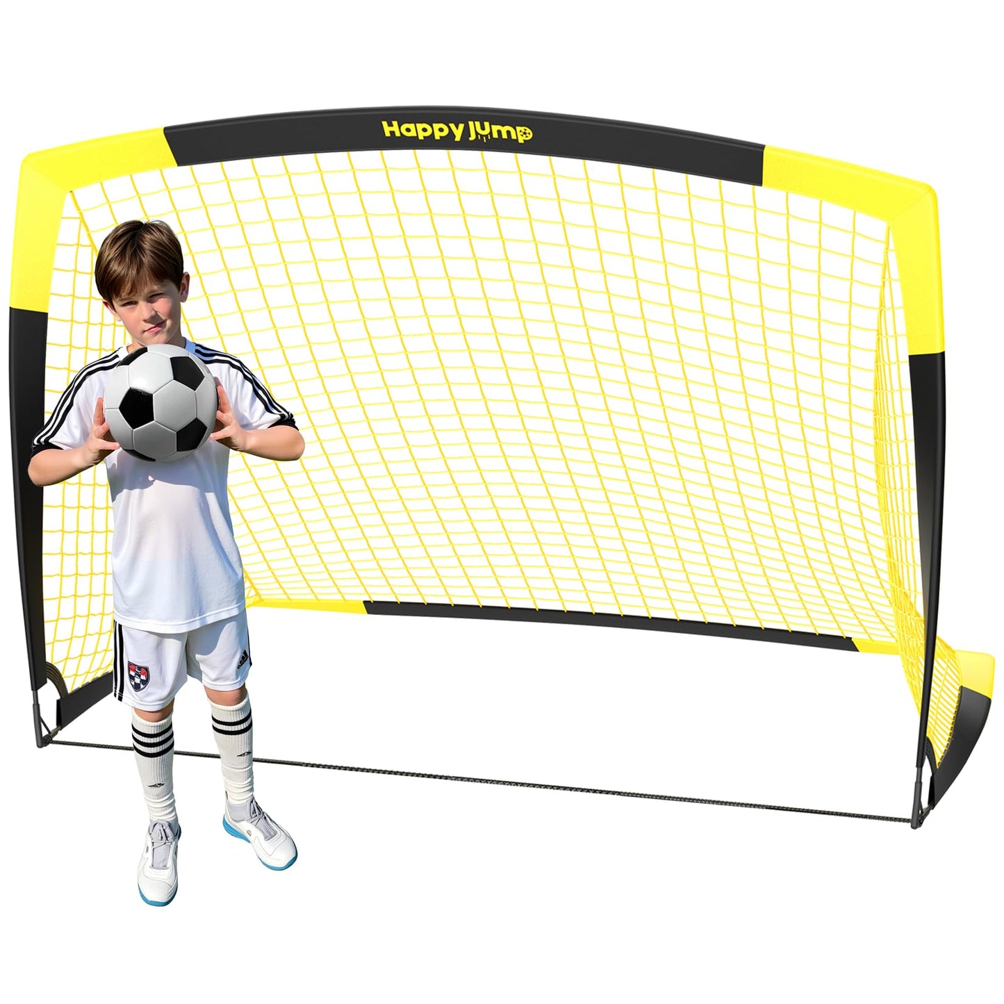 Happy Jump 7x5 FT & 5x3.6 FT Portable Soccer Goal for Youth Players Ages 6–14, Large-Frame Design Built for Long-Term Development, Easy Setup for Backyard, Park or School Training