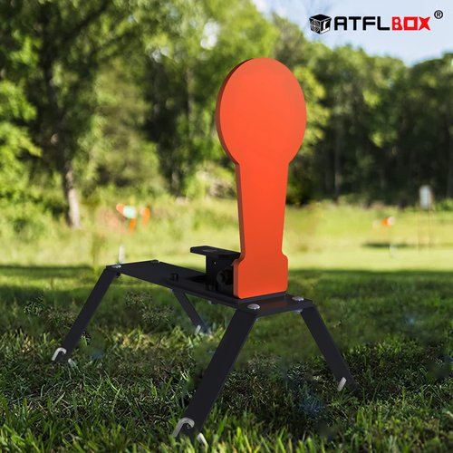Atflbox 3/8" AR500 12.8'' Classic Popper Steel Shooting Target with Stand, 6'' Plate Auto Reset Target for Shooting Range, Suitable for Pistol, Rifle, Handgun, Shotgun, Rimfire