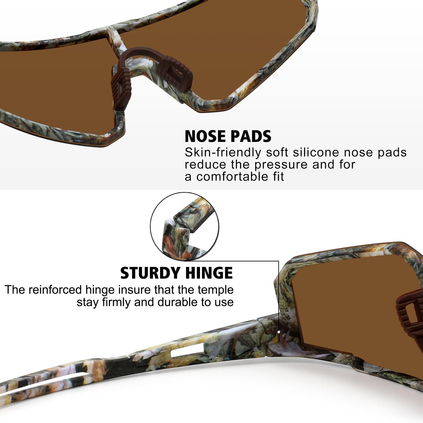 STORYCOAST Polarized Sports Sunglasses for Men Women,Bike Glasses Driving Fishing Cycling Mountain Bike Sunglasses UV400 Protection 1-(A) Brown Flower-Brown