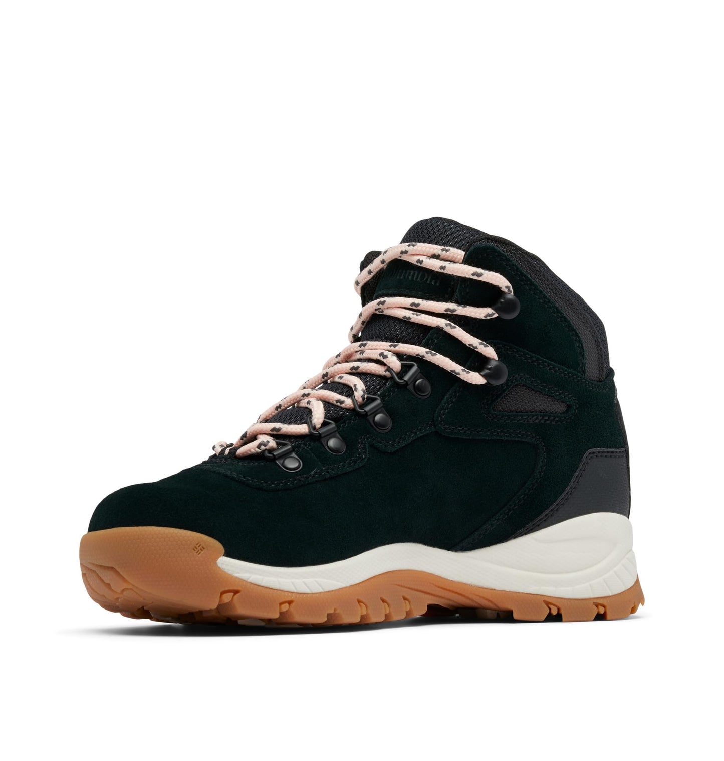Columbia Womens Newton Ridge Plus Waterproof Amped, Black/Blush Rose, 9 Wide