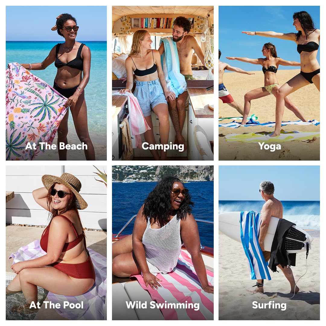 Dock & Bay Beach Towel - Quick Dry, Sand Free - Compact, Lightweight - 100% Recycled - Includes Bag - Pink Paradise - Extra Large (200x90cm, 78x35)