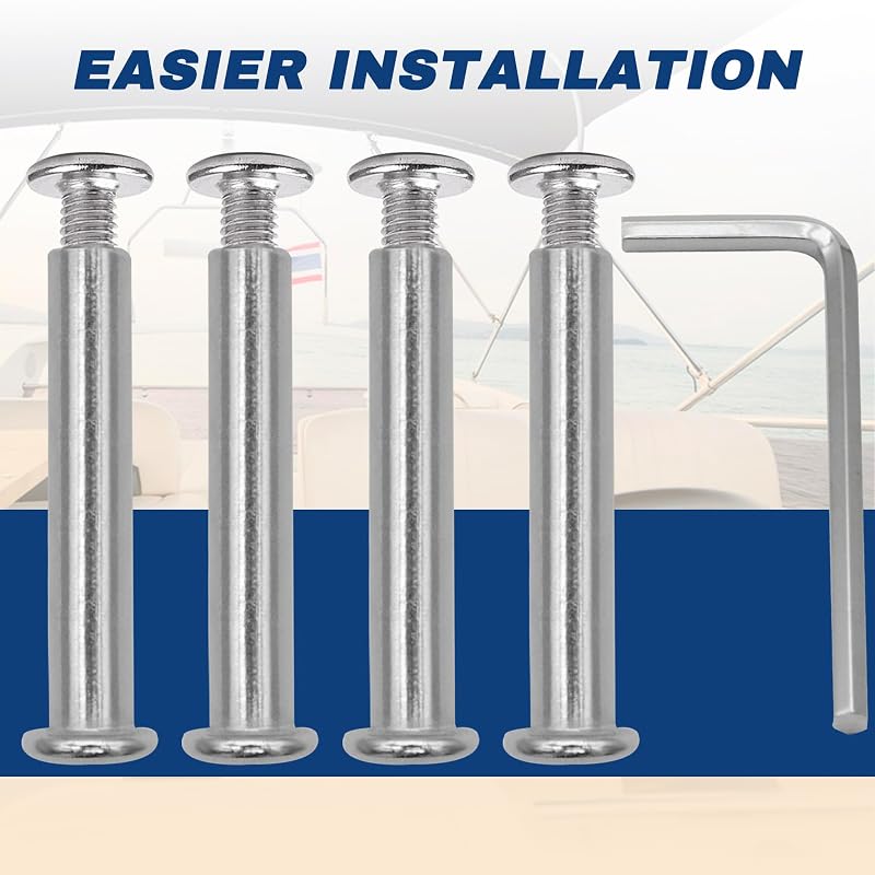 Top Connector Bracket Mounting Bolt 4 Pack - 304 Stainless, Hex Wrench Included, Bennington SS Bimini Compatible