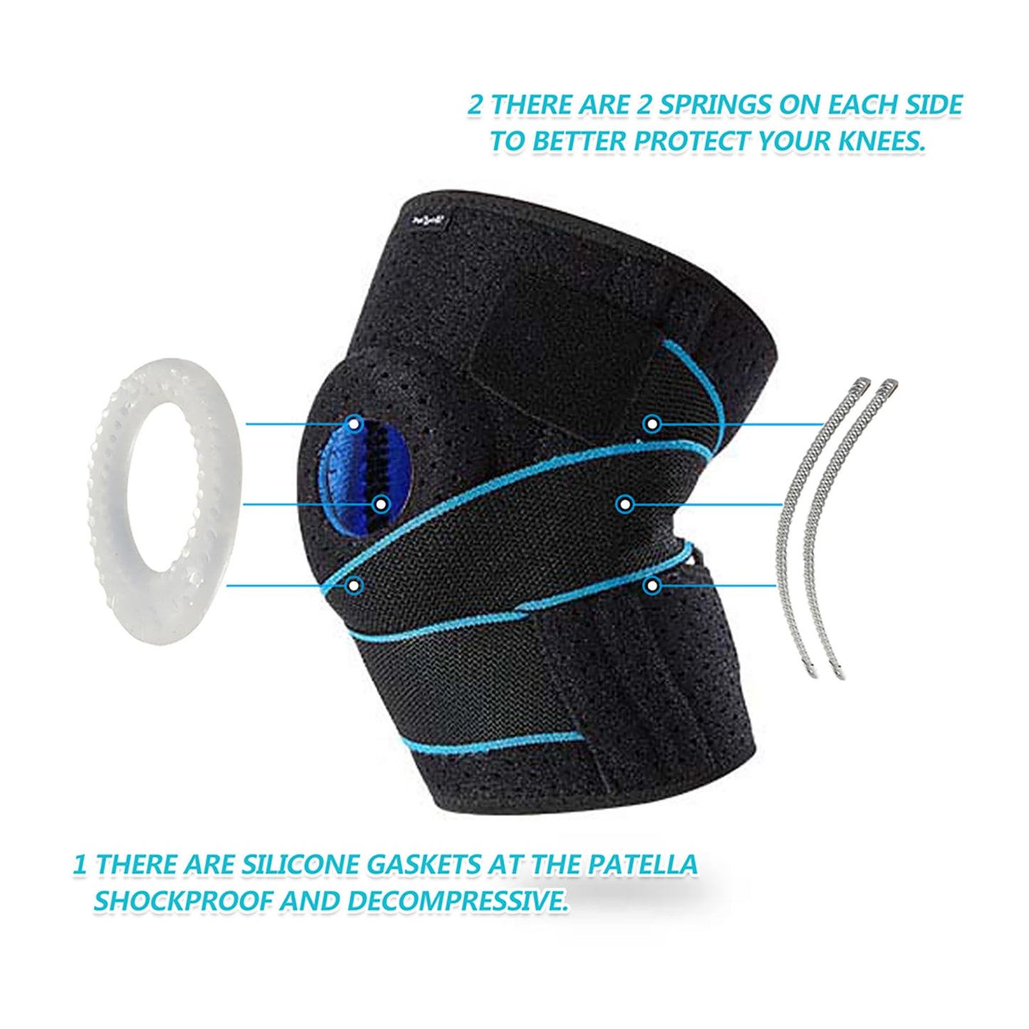 DOUFURT Knee Brace for Men & Women, Side Stabilizers & Patella Gel Pads