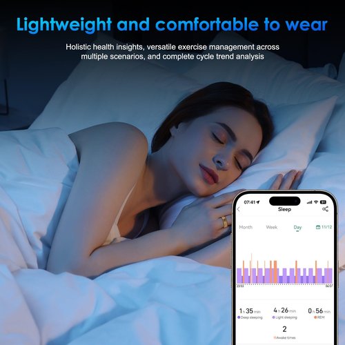 Dkeof Smart Ring Fitness Tracker for Women Men - Waterproof Health Rings for Sleep Tracker, Heart and Blood Oxygen Monitor, Fitness Ring for Family Care,Step and Burned Calories Counter(7#)