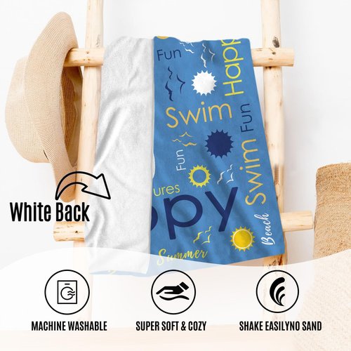 Jecivila Personalized Beach Towels with Name, Microfiber Kids Custom Beach Towel, Quick Dry Sand Free Large Towel for Pool Travel Camping Swim Vocation Essentials Adult Gift