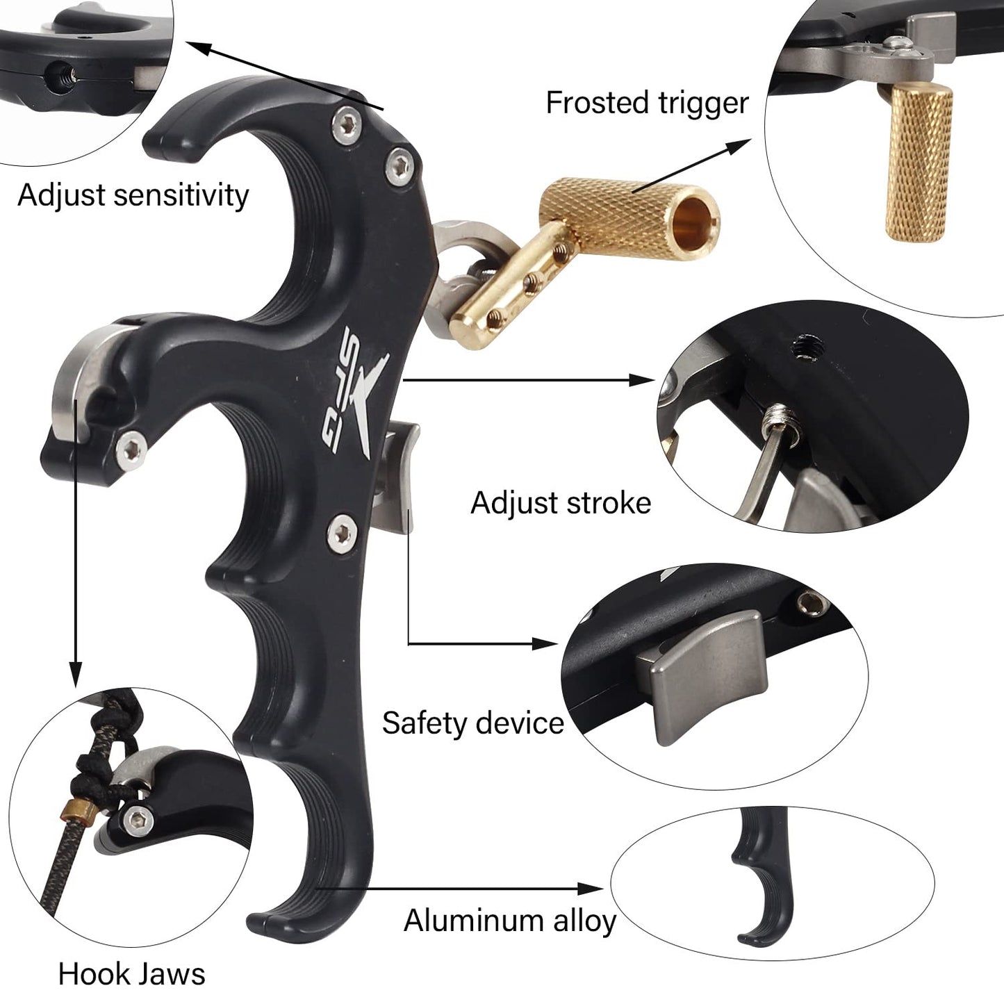 FENJANER Archery Compound Bow Release Aid Archery Release Bow Thumb Release for Compound Bow Outdoor Shooting Accessories (Black)