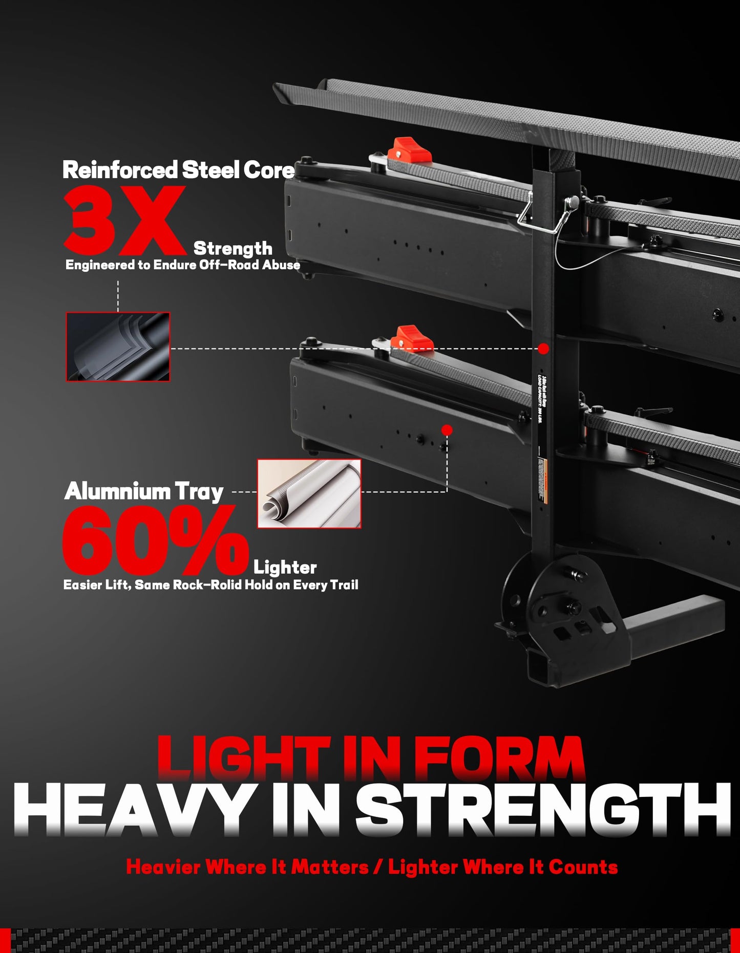 Young Ebike Rack & Brake Light Bundle, 2-Bike Hitch Mount Platform with Ramp, Fits Fat Tire up to 5", Foldable Carrier for Car SUV Truck RV, Waterproof LED Tail Light Kit, FMVSS108 Certified