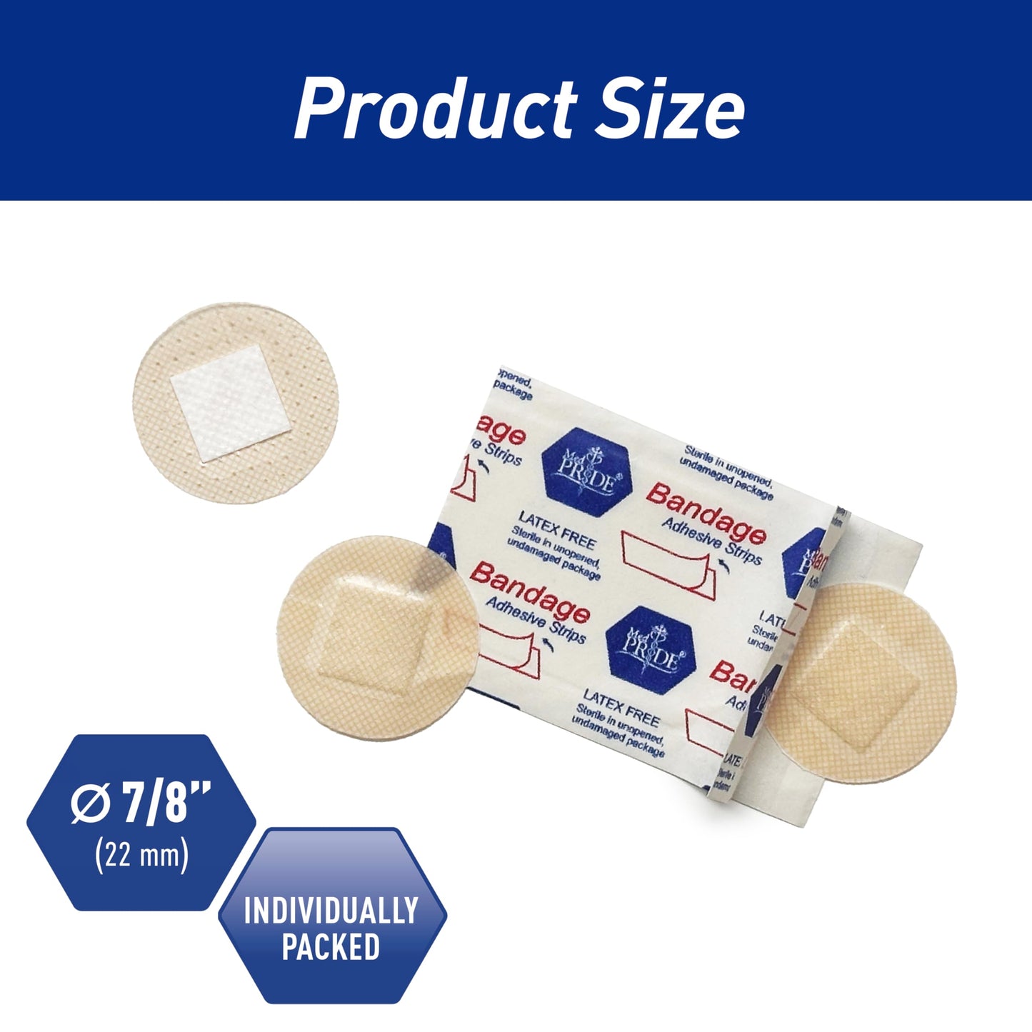 MED PRIDE Sterile Round Clear Spot Bandages,Hypoallergenic,7/8 in,100-Count