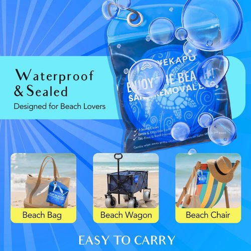 WEKAPO Sand Remover for Beach, Sand Remover Wipe Mitt Talc-Free & Reef Friendly Removal Bag for Family, Women, Must-Have Beach Essentials for Summer, Vacation and Hawaii Trip (1pcs Round Turtle)