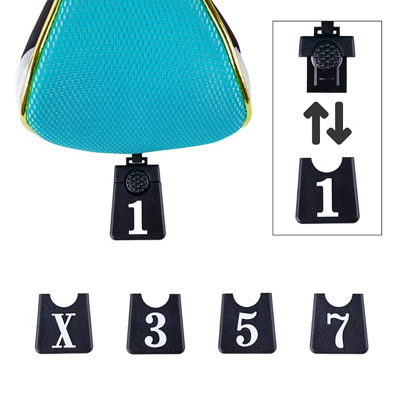 Andux 5Pcs Golf Head Covers Set - Pull-on, Light Blue, Long Neck, With Number Dial (MT/ZH15) Variation
