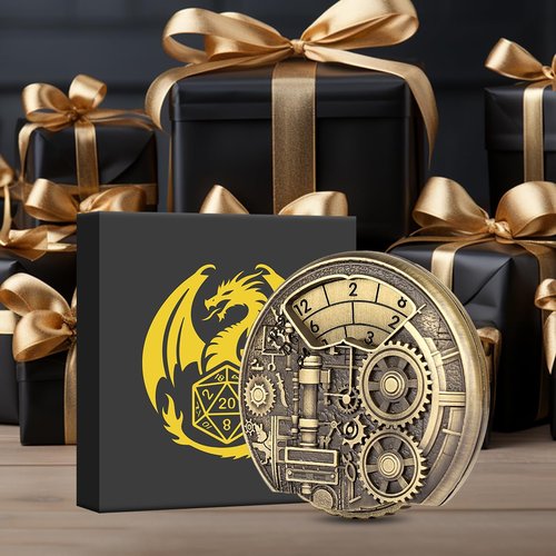 Spinner DND Dice Set, 7-in-1 Fingertip Gyro Metallic DND Dice, DND Starter Set, Dungeon Gears Dice Spinner for DND Dice Set, D&D Gifts with Gift Box, Role Playing Game Board Game Accessories, Bronze
