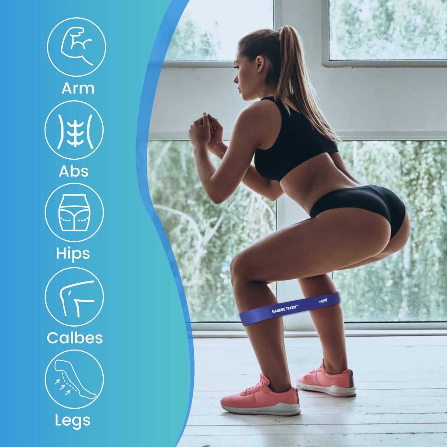 WIKDAY Resistance Bands for Working Out Exercise Loop Bands Workout Bands Set for Men Women Body Stretching, Training, Home Workout, Physical Therapy, Booty Legs, Set of 5 (Blue)
