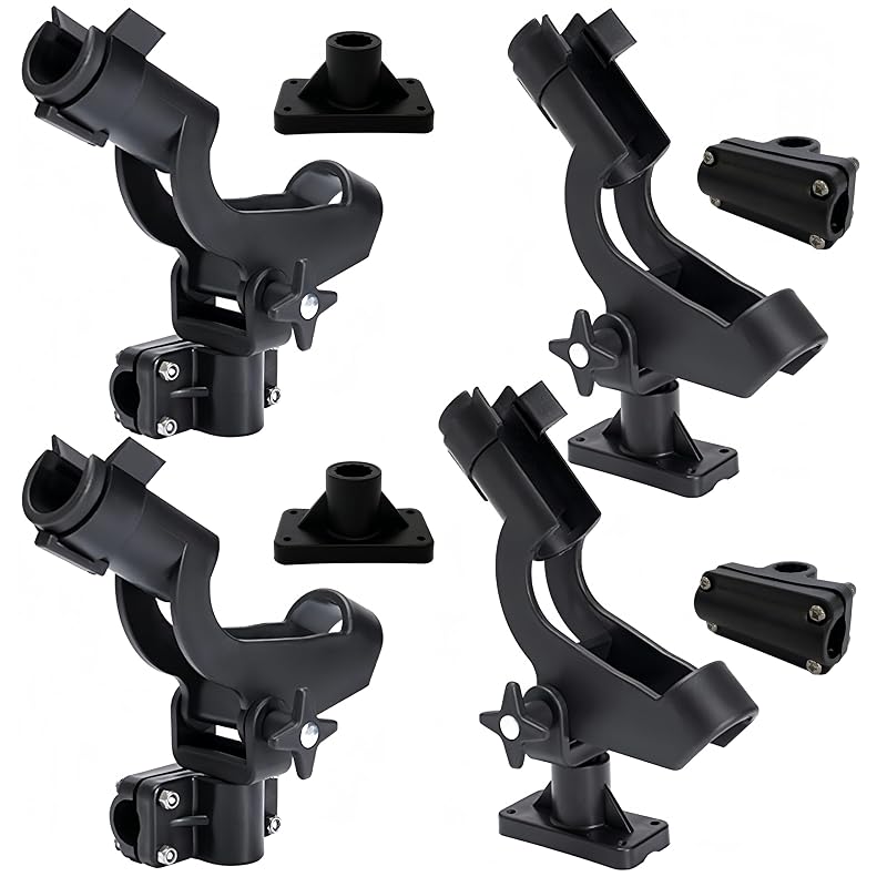 HiUmi 4-Pack Adjustable Rotatable Fishing Rod Mount Rack Holder for Boat Kayak Canoe RH50-4Pack