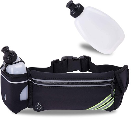 MOVOYEE Running Belt with Water Bottle Holder for iPhone 16 15 14 13 12 11 Pro Max Xs 16e Xr X Plus SE Mini/Galaxy,Reflective Phone Belt Bag for Running Women Men Hydration Waist Bag Fanny Pack Pouch