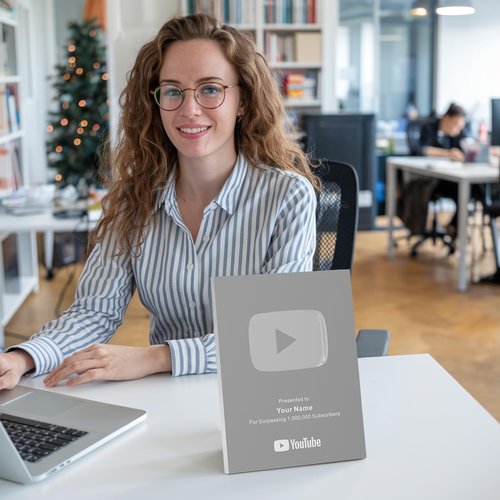 Customizable Plaque for YouTube, Personalized Button/Playbutton for YT Creators Subscriber Award Milestone Plaque Gold & Silver