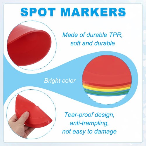PATIKIL 6 Inch Flat Cones,10 Pcs Spot Markers Small Flat Soccer Training Cones for Football Basketball Agility Practice Sports Training Equipment, Red