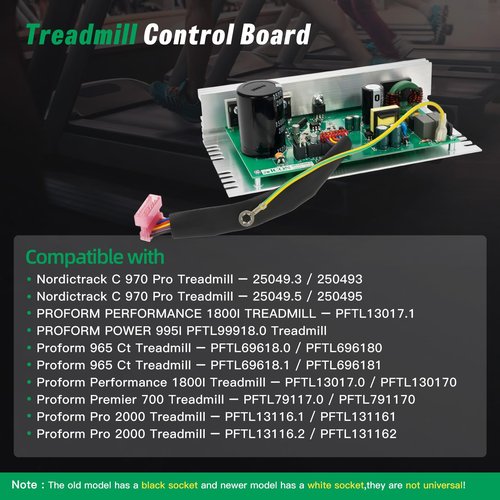 Lazenta MC1618DLS Treadmill Control Board with Wire Harness,Compatible with Proform,NordicTrack,Icon,Gold's Gym Treadmill Motherboard,Motor Controller Lower Board with Black Sockets,Replacement 398056