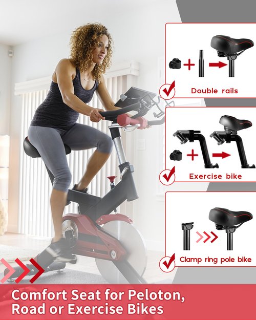 Oversized Bike Seat for Peloton Bike & Bike+, Comfort Seat Cushion Compatible with Peloton, Road or Exercise Bikes, Bicycle Wide Saddle Replacement for Men & Women, Accessories for Peloton