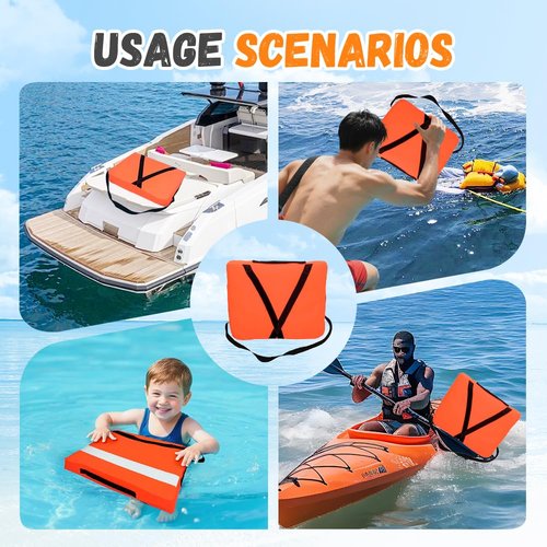 Boat Throwable Flotation Device, 2025 Upgraded Boat Throw Cushion with Strap, Summer Swimming Pool Floats 18x14 in
