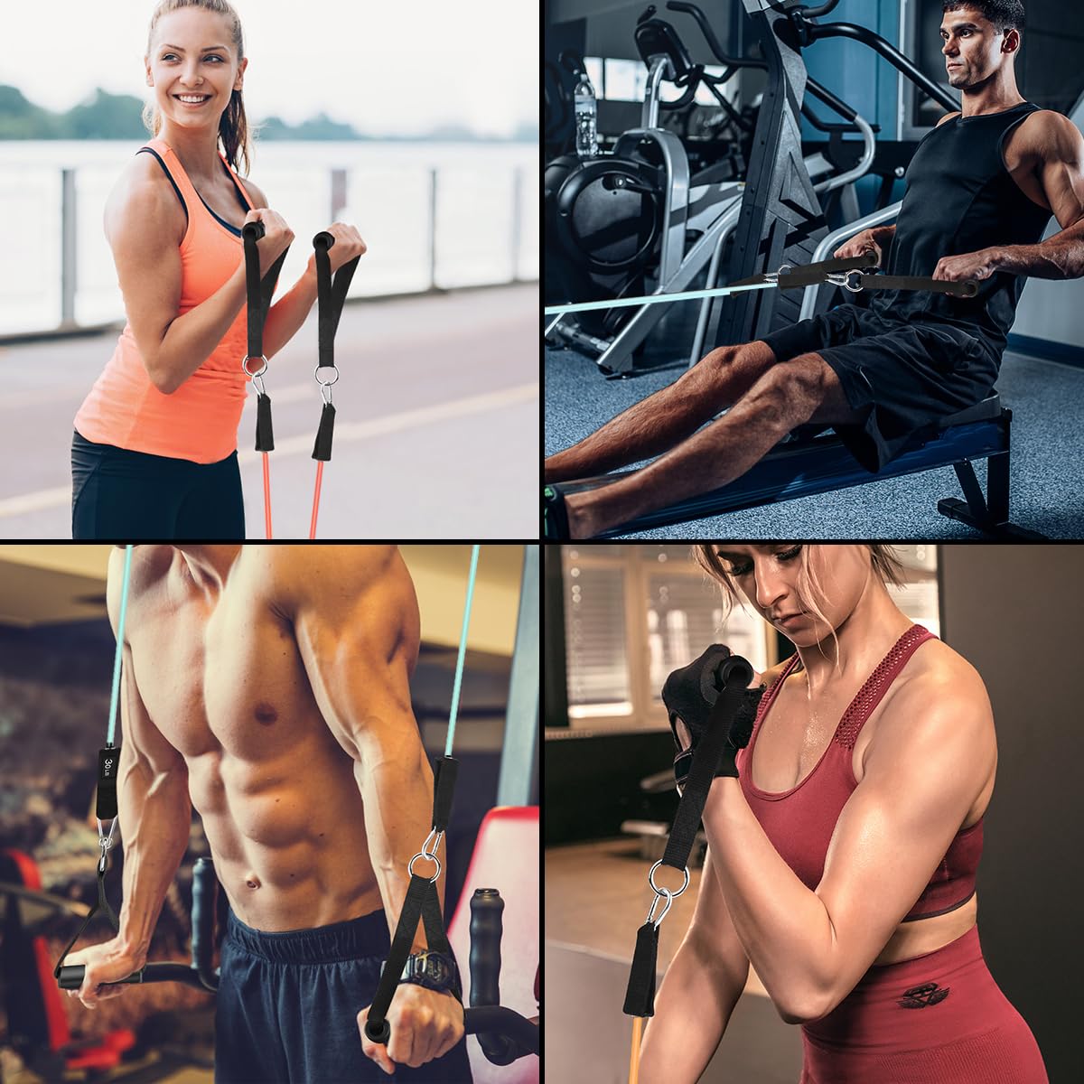 WHATAFIT Resistance Bands, Exercise Bands，Resistance Bands for Working Out, Work Out Bands with Handles for Men and Women Fitness, Strength Training Home Gym Equipment Macaron-01
