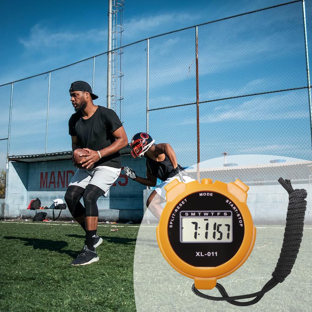 2-Pack Multi-Function Electronic Digital Sport Stopwatch Timer, Large Display with Date Time and Alarm Function, Sports Coaches Fitness Coaches and Referees Orange