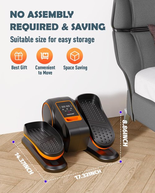 Yagud Under Desk Elliptical Machine, Electric Ellipse Leg Exerciser for Senior, 12 Adjustable Speeds Quiet and Portable Seated Pedal Exerciser for Training with Remote Control, Orange