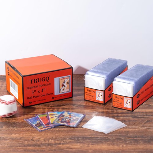 TRUGQ 400 Card Sleeves Top Loads for Cards,3"X4"Baseball Card Protectors,Toploaders Hard Plastic for Trading Game Sports Football Cards(200 Hard Protectors + 200 Soft Sleeves