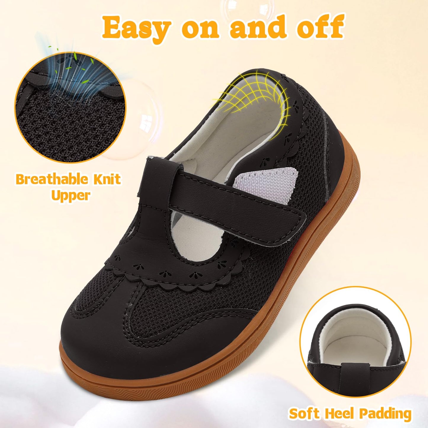 LeIsfIt Mary Jane Dress Shoes for Girls Toddler Girl School Uniform Shoes Wide Ballet Flats for Party Church Black 7 Toddler