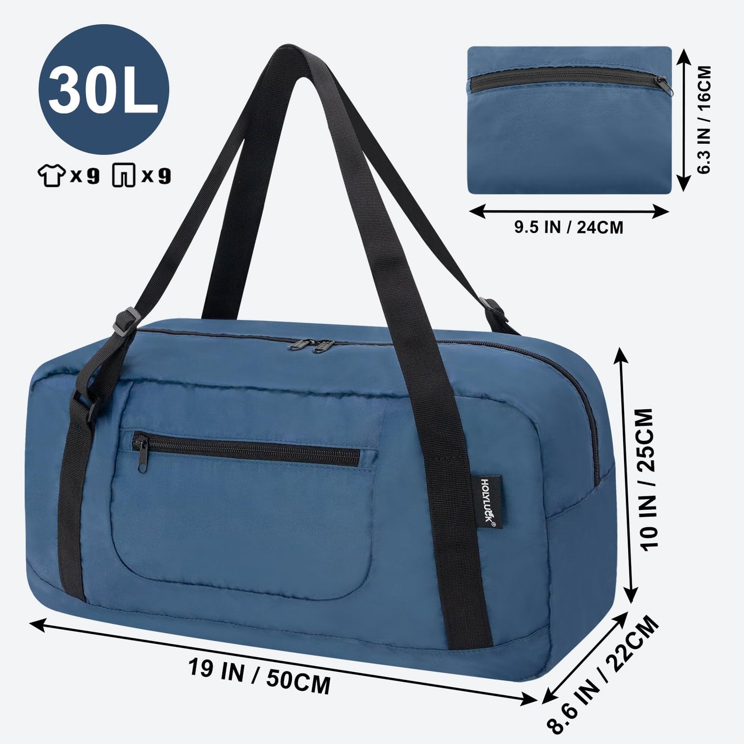 Foldable Travel Duffel Bag for Gym Sports Lightweight Water Repellent & Tear Resistant-black One_Size