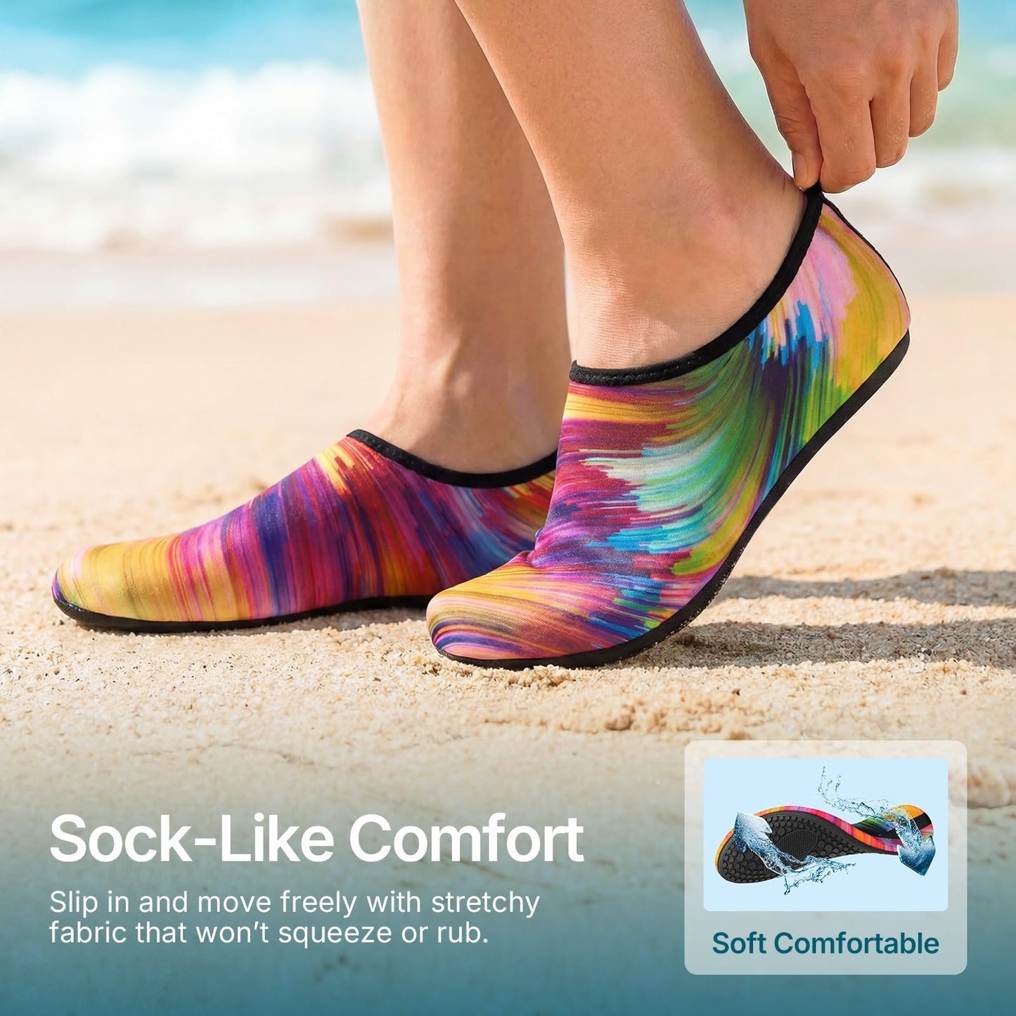 Water Shoes for Women Men Quick-Dry Aqua Socks Swim Beach Barefoot Yoga Exercise Wear Sport Accessories Pool Camping Must Haves Adult Youth Size 7-8Women/6-7Men