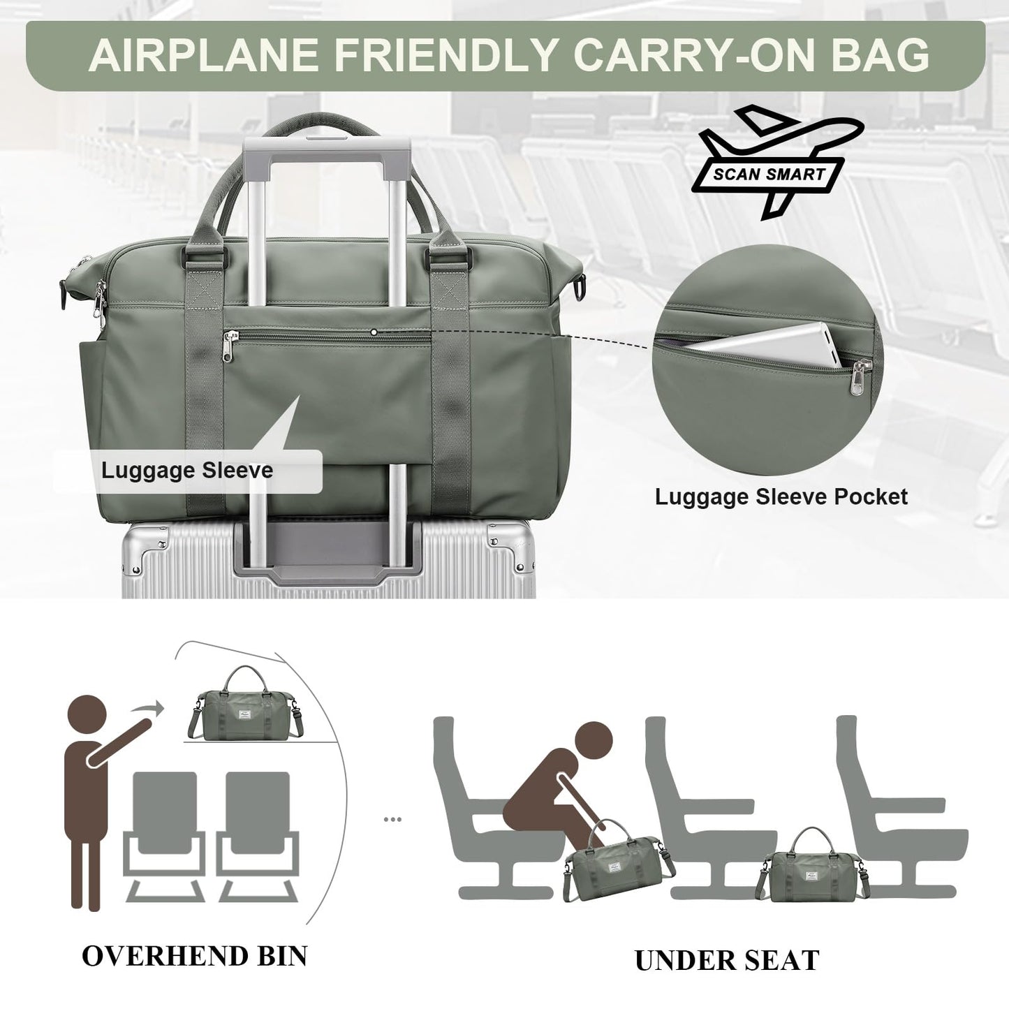 Travel Duffel Bag, Carry-on Overnight Weekender Bags for Women