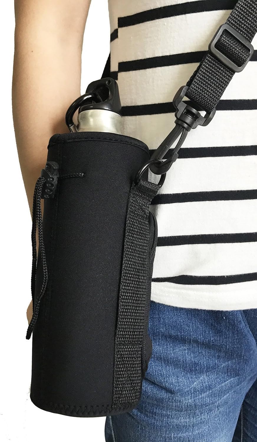 Wanty Neoprene 32 Oz Insulated Water Drink Bottle Cooler Pocket Carrier Sleeves Tote Bag with Adjustable Straps for Climbing Cycling and Running Outdoor Activities (32 Oz)
