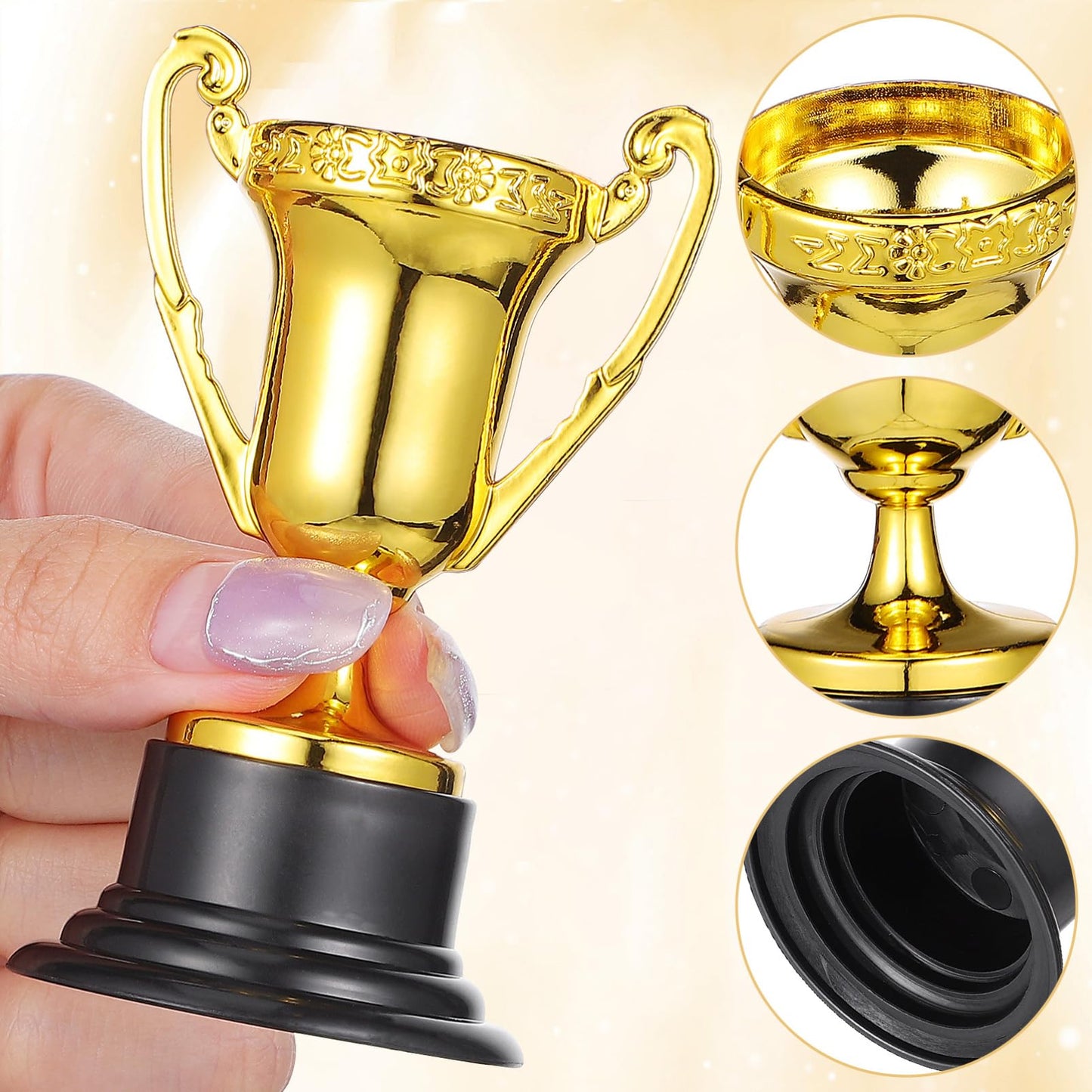 Operitacx Plastic Trophy 3.34 Inch Mini Reward Trophies Set for Kids School Awards Party Prizes and Sports Competitions Classroom Supplies