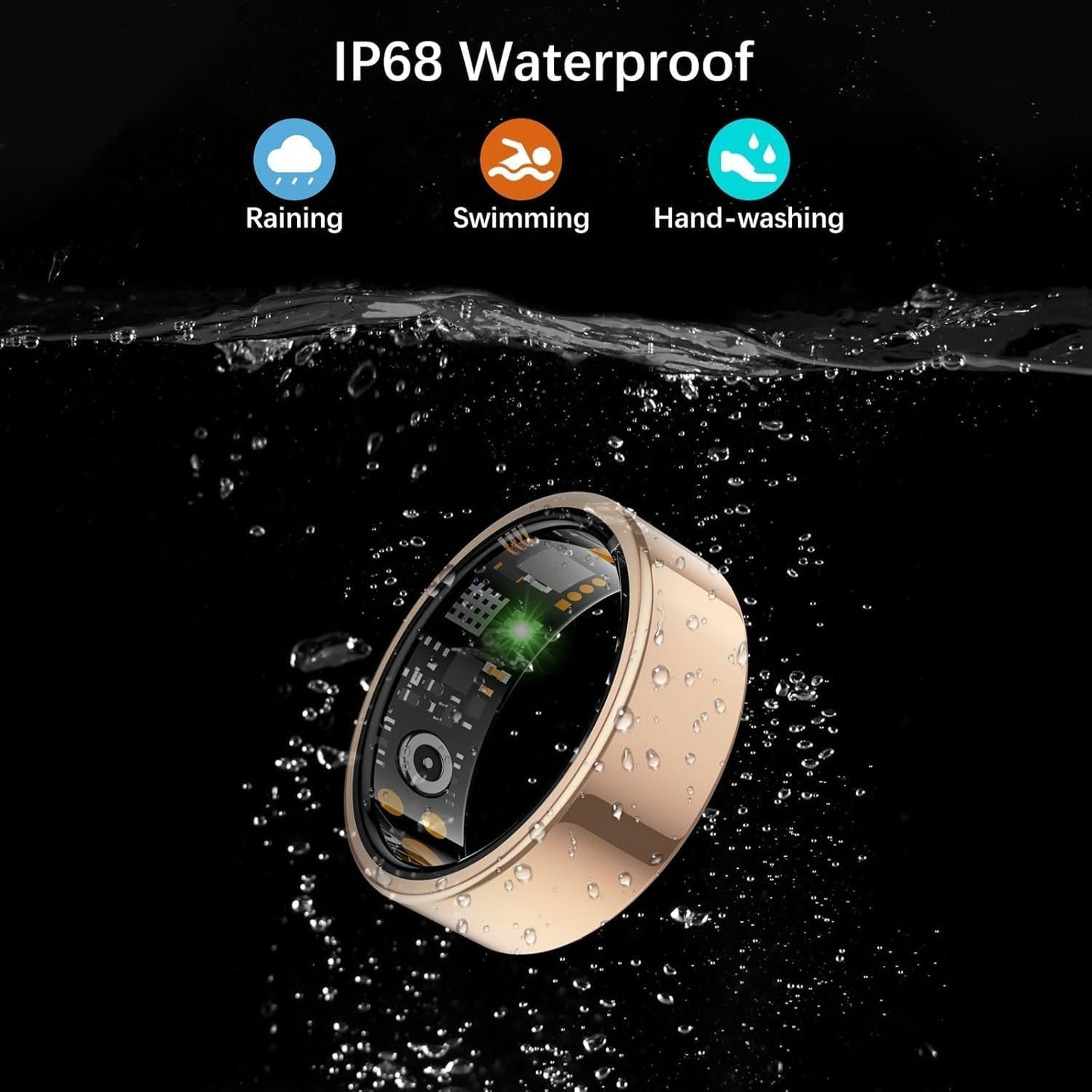 Smart Ring for Women Men, Fitness Ring with Heart Rate, Blood Oxygen,Stress, Sleep Tracker, Step Tracker, Fit Ring No Subscription Fee, IP68 Waterproof Smart Ring for iPhone & Android (Rose Gold, 8#)