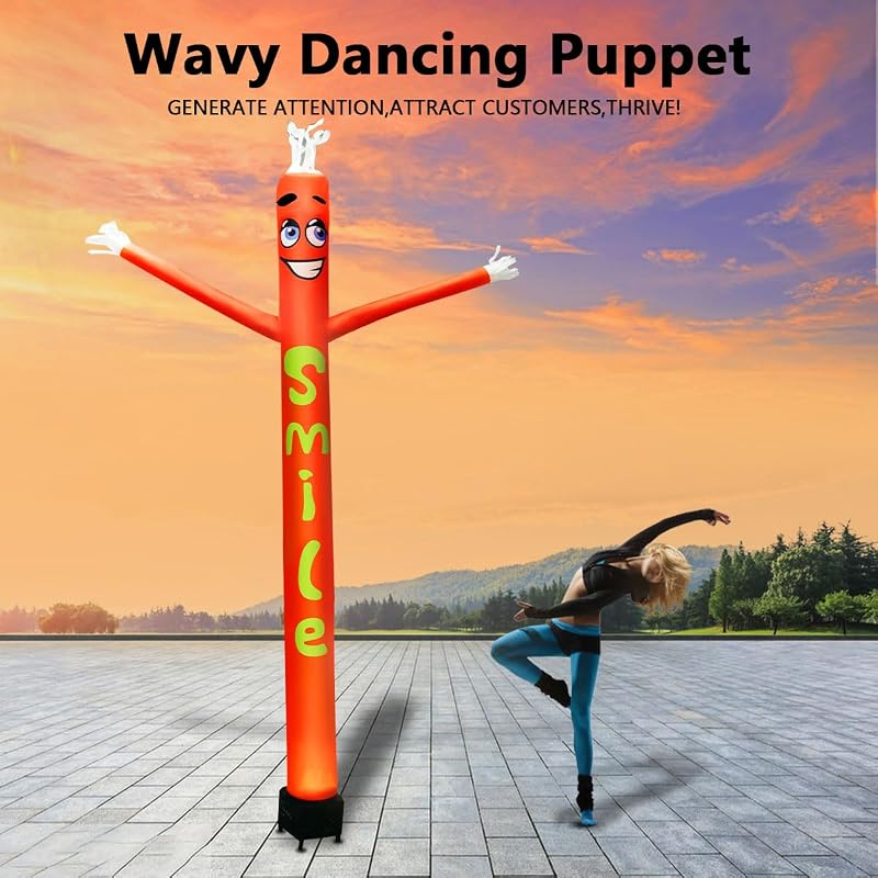 8ft Inflatable Air Waving Tube Dancer with Blower - Smile Puppet (Variation: Smile Puppet) for Parties & Events