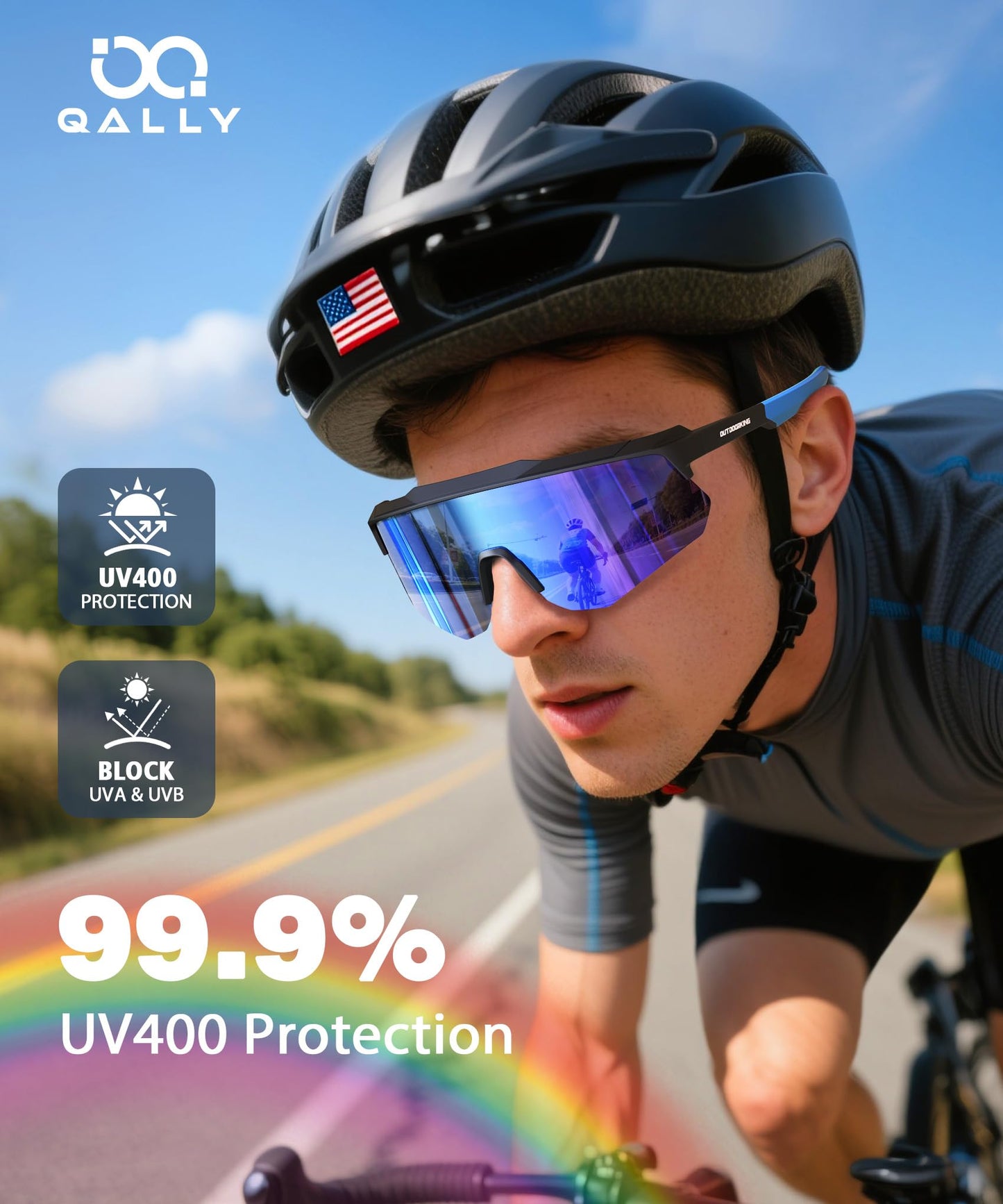 QALLY Polarized Sport Sunglasses Men Women Bike Sunglasses for Men Cycling UV Protection Baseball Running 3 Packs